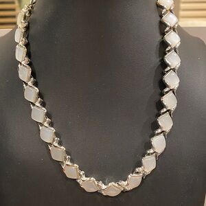 Coro Pale Grey Moonglow Lucite Necklace.